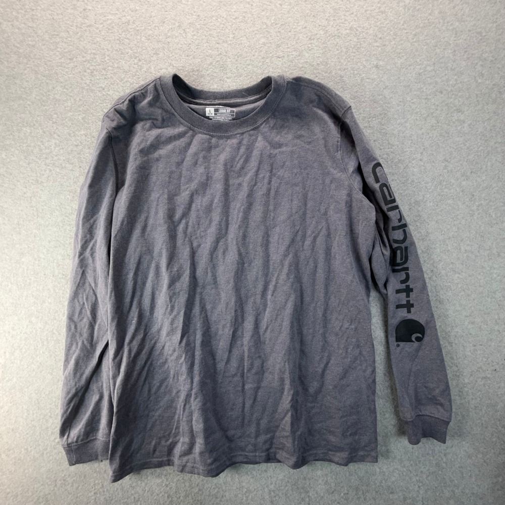 Carhartt Boys Large 12-14 Loose Fit Long Sleeve Graphic T-Shirt Gray 0745